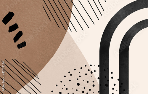 Mid-century Modern pattern image. Aesthetic background with abstract and geometric shapes.