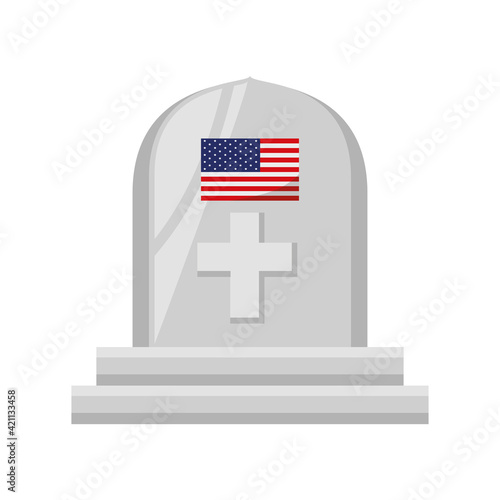 gravestone american flag