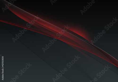 Abstract background waves. Gun metal grey and red abstract background for wallpaper or business card