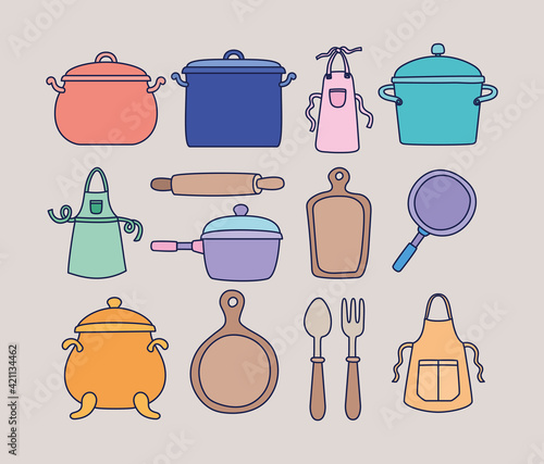 cooking icons set