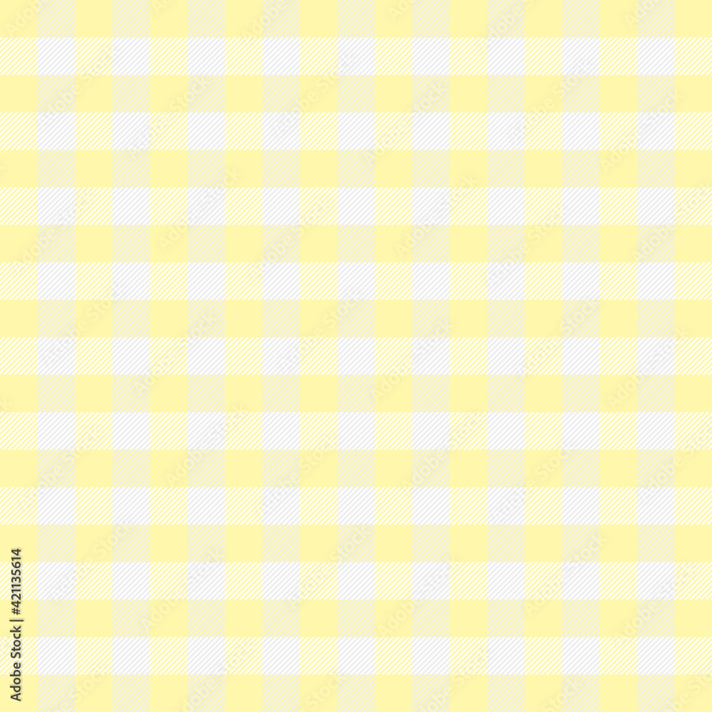 Easter Tartan plaid. Scottish pattern in yellow and white cage. Scottish cage. Traditional Scottish checkered background. Seamless fabric texture. Vector illustration