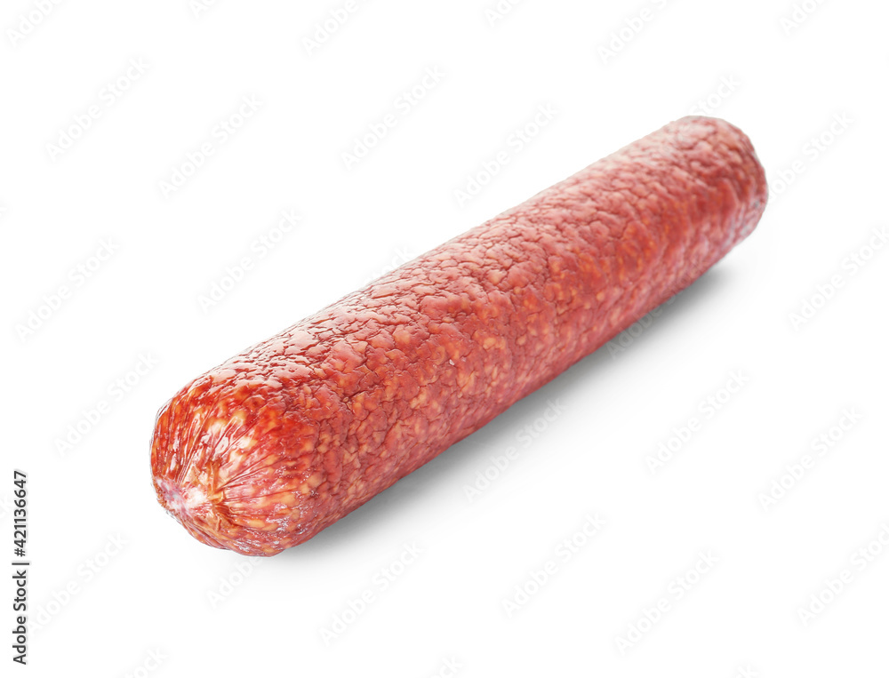Tasty salami on white background Tasty salami on white background