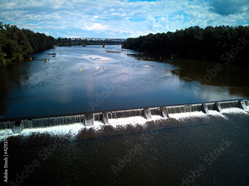 The Nepean River Weir, Penrith, on a sunny blue sky day. photo