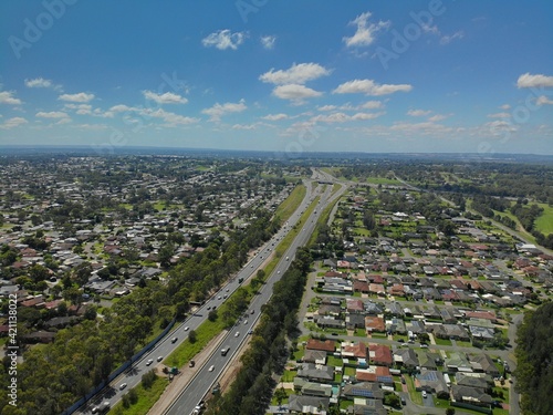 Drone photo of the M4 motorway in Western Sydney