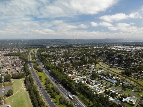 Drone photo of the M4 motorway in Western Sydney © Jason