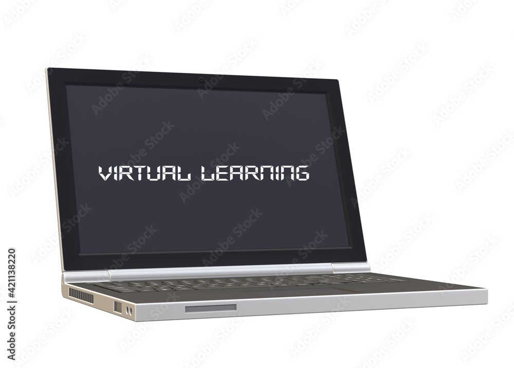 Laptop Notebook with Virtual Learning on the Screen for Online Classroom Laptop Notebook with Virtual Learning on the Screen for Online Classroom