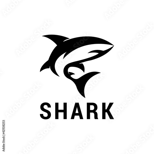 simple shark silhouette black color illustration for animal element idea