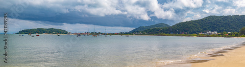 panorama of the beach located on the beach of Cachoeira do Bom Jesus, Canasvieras, Ponta das Canas, Florianopolis,