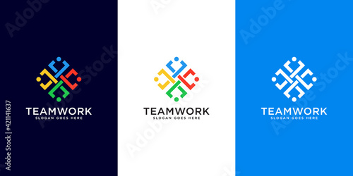 Abstract people vector design represents teamwork, diversity, signs and symbols.