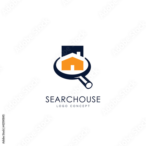 Search House Logo Symbol Design Template Flat Style Vector