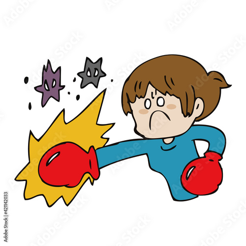 ウイルスに打ち勝つ女性