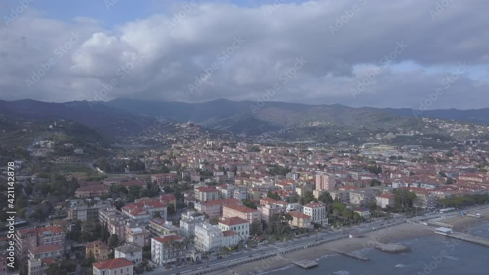 Diano Marina city aerial view in Liguria, Italy Diano Marina city aerial view in Liguria, Italy