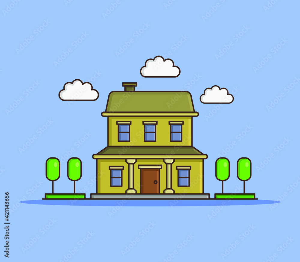 Cartoon illustrated house