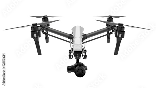 Fully editable vector illustration of a professional drone with a high definition 4K camera