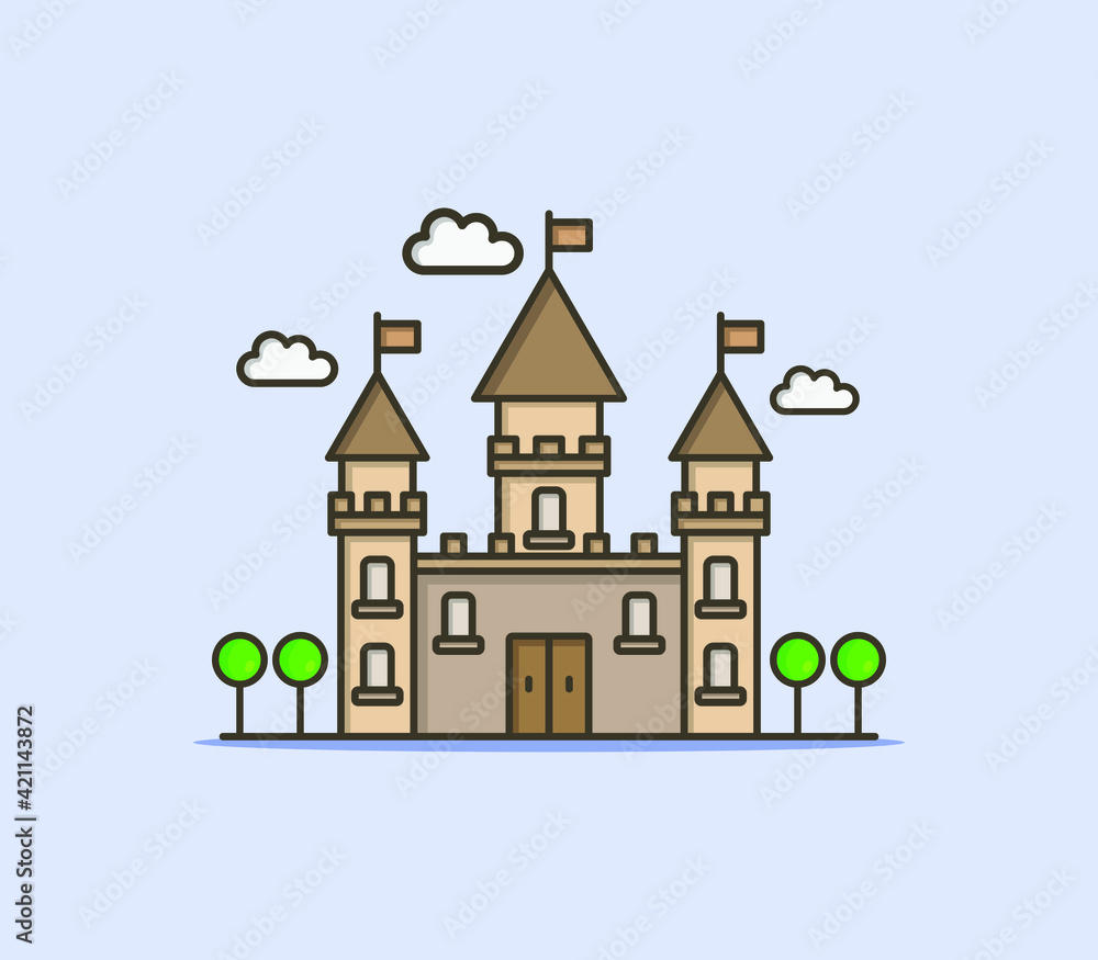 Cartoon illustrated castle