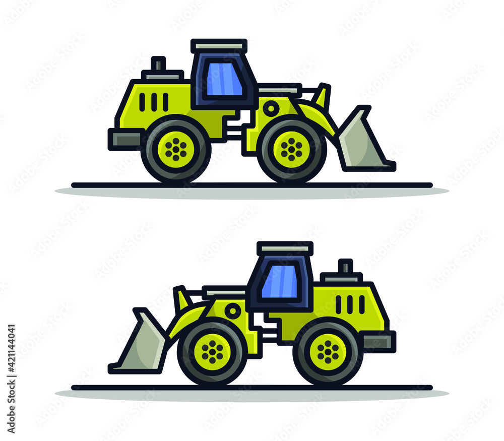 Naklejka premium Cartoon illustrated excavator