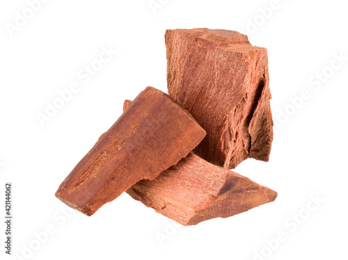 Принти на полотні Sandalwood Wood Pieces Isolated on White Background.