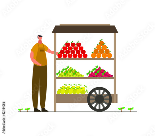 Cartoon illustrated fruit seller