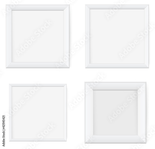 Presentation rectangular picture frame design element with shadow on transparent background. 3D Board Banner wall on isolated clean blank. Vector illustration EPS 10 for photo, image, text © Yuriy Bogdanov