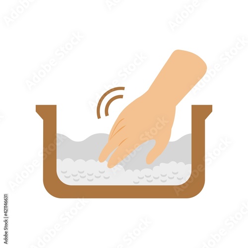 Steps to cook rice: wash the rice by hand