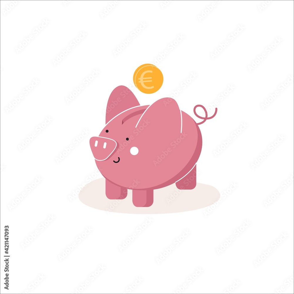 Piggy bank with a coin. Savings or savings icon, investment. Piggy bank icon isolated on background. Volumetric image Piggy bank with a coin. Savings or savings icon, investment. Piggy bank icon isolated on background. Volumetric image