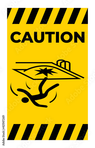 Caution Fall Hazard Symbol Sign Isolated on White Background