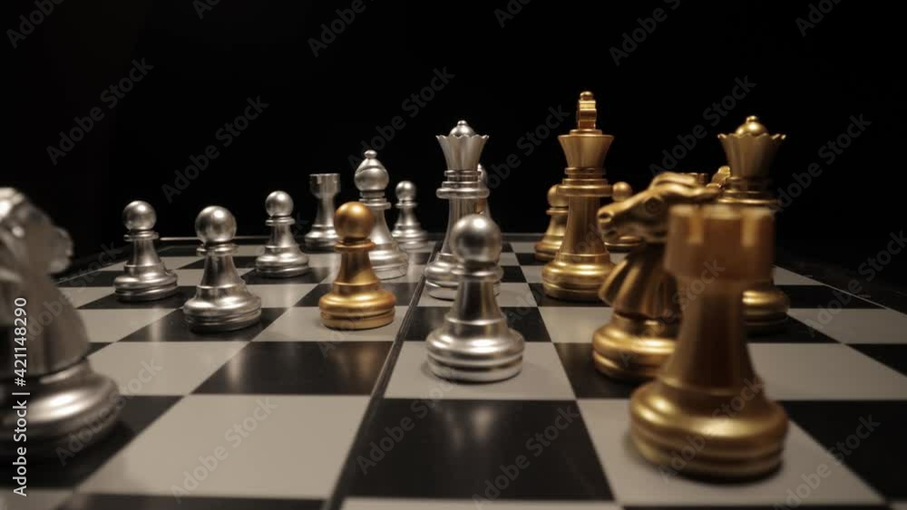 A chessboard in close-up - sliding shot - macro view A chessboard in close-up - sliding shot - macro view