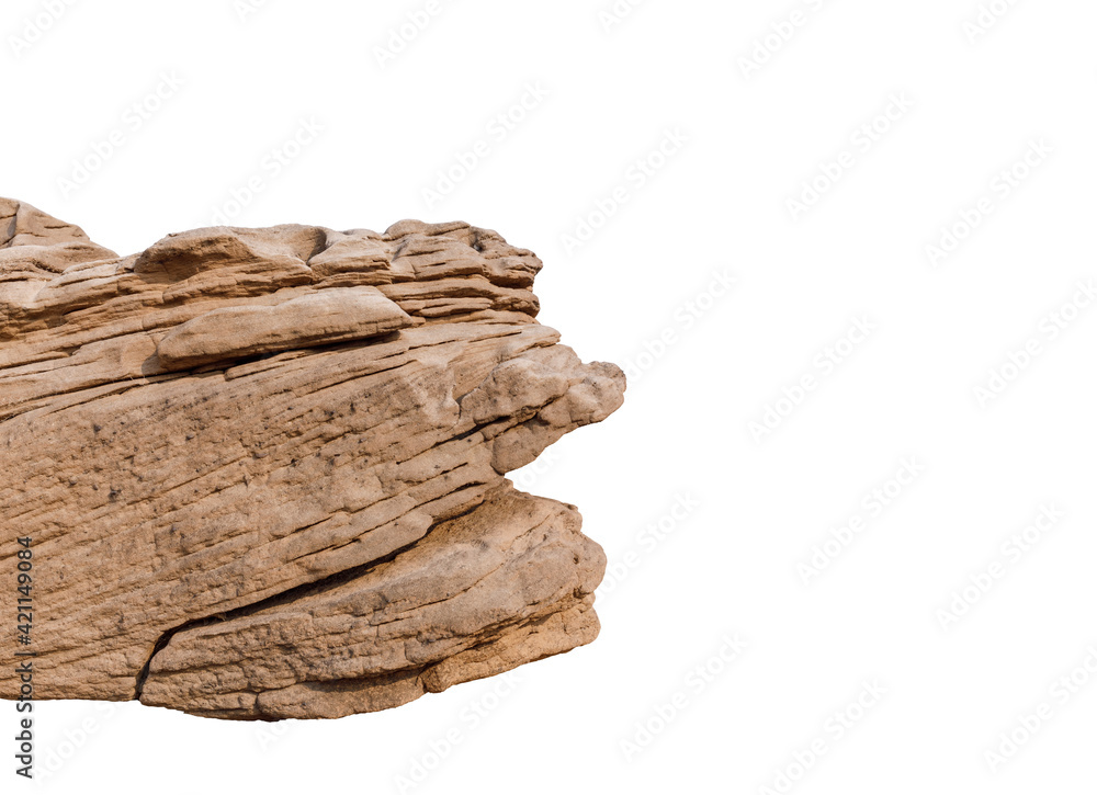 Rock cliff isolated on white background with clipping path.