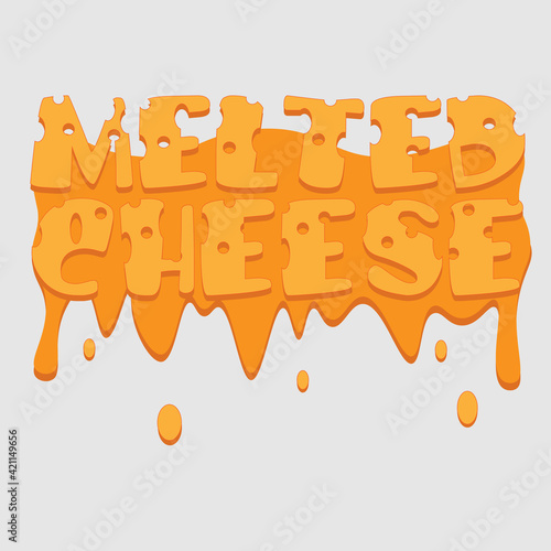 lettering logo melted cheese with cheese stains and drops