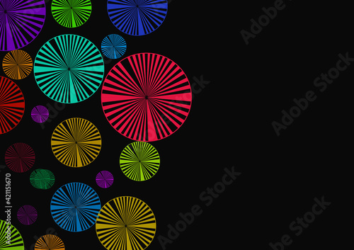 circle design with different colors with black background