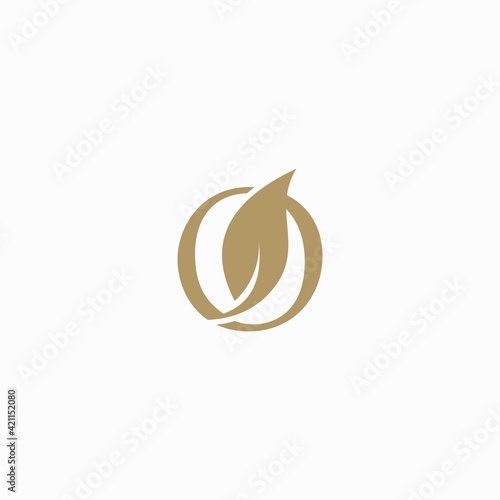 Luxury abstract Initial letters O logo design with leaf concept. Minimal logo style font
