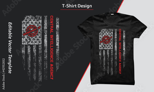 USA Central Intelligence  vector t-shirt design, with American grunge flag, vintage Central Intelligence print-ready t-shirt design. USA grunge flag shirt.