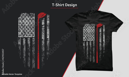 Golf t-shirt design vector. vintage golfer t-shirt illustration with USA grunge flag. golfer t-shirt vector.