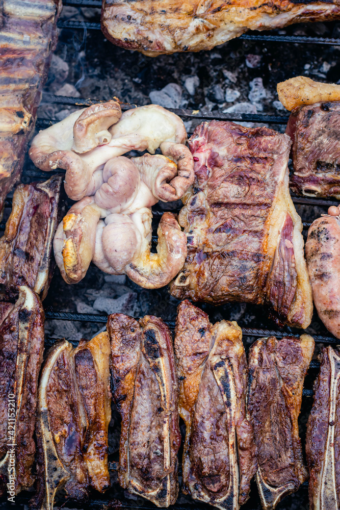 bricklayer construction worker grilled meat on Friday street bricklayer construction worker grilled meat on Friday street
