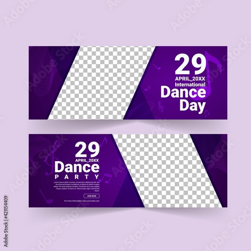 International Dance Day. Dance day party poster and banner template. Banners vector for social media ads, web ads, business messages, discount flyers and big sale banner.