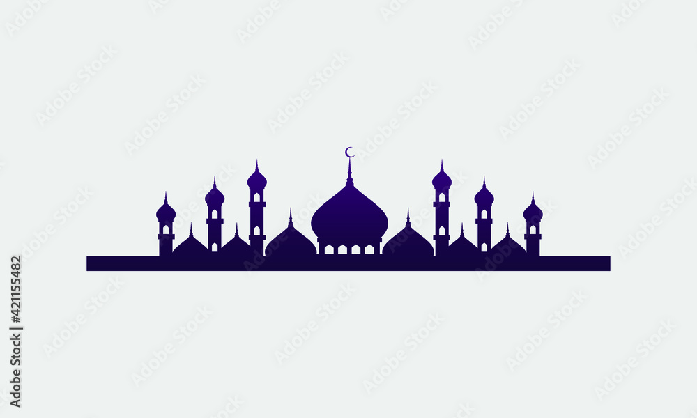 Vector illustration of a Muslim Mosque Silhouette. ramadan eid mubarak Vector illustration of a Muslim Mosque Silhouette. ramadan eid mubarak
