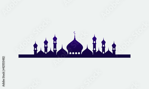 Vector illustration of a Muslim Mosque Silhouette. ramadan eid mubarak	