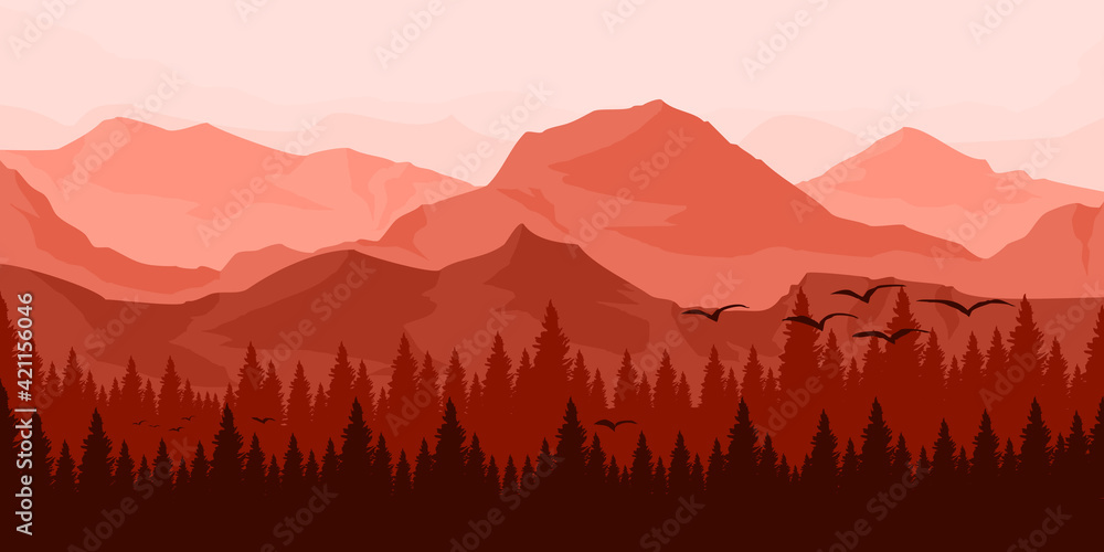 Creative mountain adventure background template in flat design style good  for tourism banner, web banner, travel tourism design background and apps  background, backdrop Stock Vector | Adobe Stock