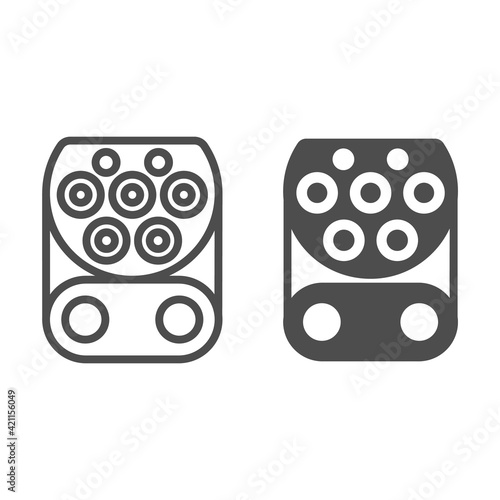 CCS charger line and solid icon, Electric car concept, Electric Car charging plug sign on white background, charging plug Type SAE icon in outline style for mobile and web design. Vector graphics.