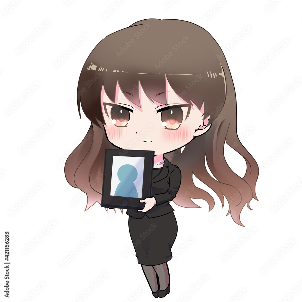 イラスト素材 遺影を持つ喪服を着た女性 Stock Illustration Adobe Stock