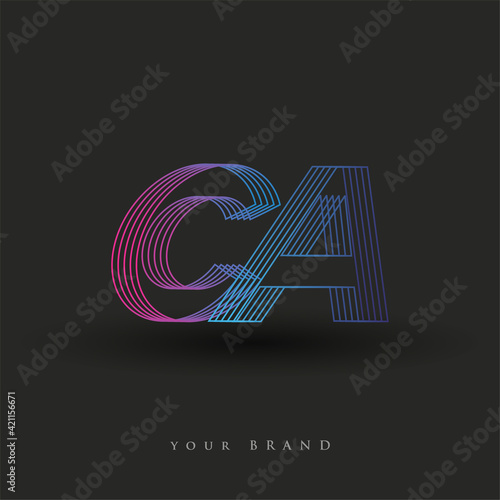 initial letter logo CA colored blue and magenta with striped composition, Vector logo design template elements for your business or company identity.