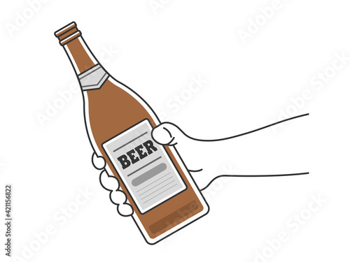 ビール瓶を持つイラスト
