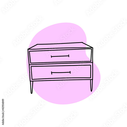  
chest of drawers doodle icon on the white background