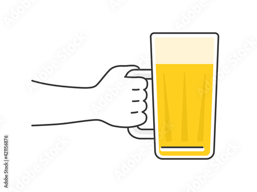 ビールジョッキを持って乾杯するイラスト