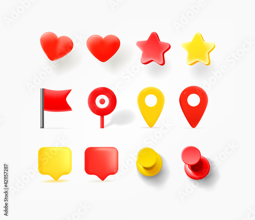 Wallpaper Mural Navigation pins, hearts, speech bubbles isolated on white background Torontodigital.ca