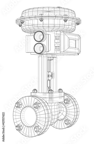 Valve with automatic electro-actuated. Vector
