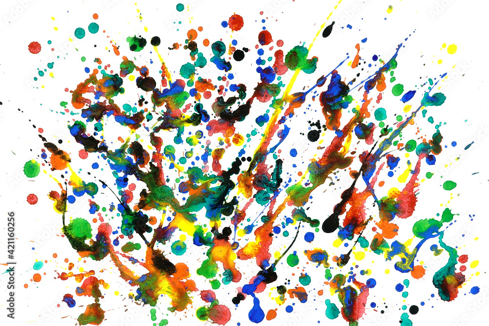 Watercolor textures splashes and streaks on white background,Multicolor,Abstract color,Abstract Textures