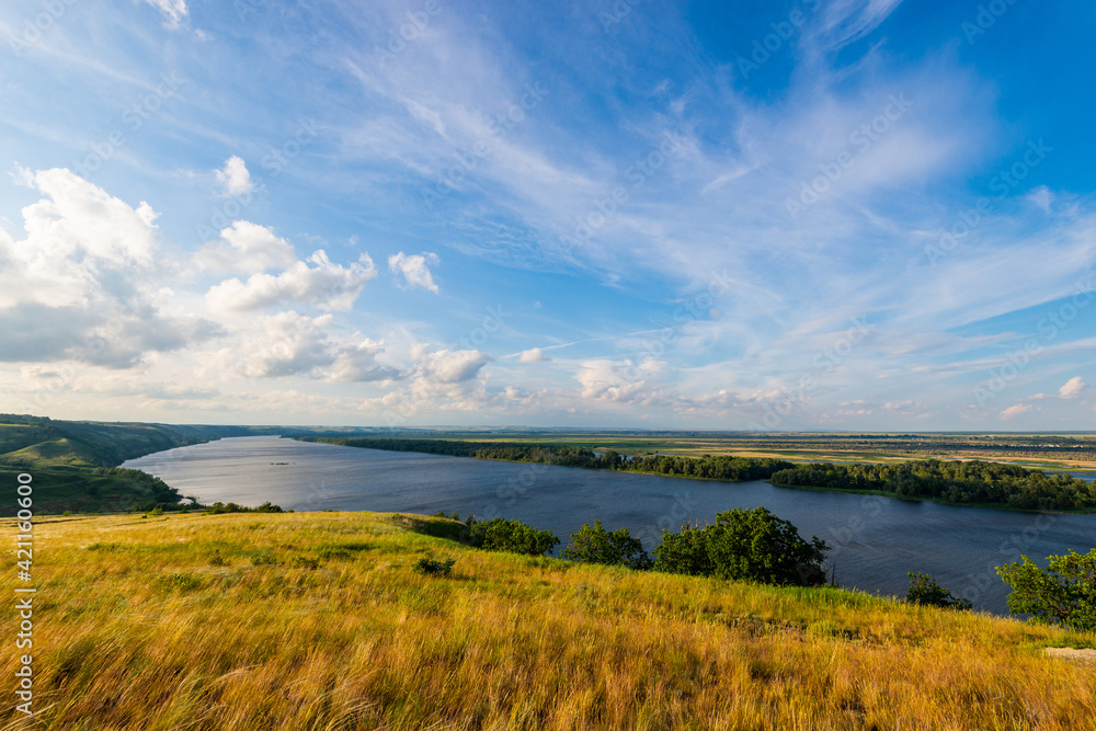 View of steppe and upper area river Don in Russia