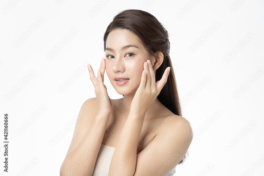 Beautiful young asian woman with clean fresh skin on white background, Face care, Facial treatment, Cosmetology, beauty and spa, Asian women portrait Beautiful young asian woman with clean fresh skin on white background, Face care, Facial treatment, Cosmetology, beauty and spa, Asian women portrait