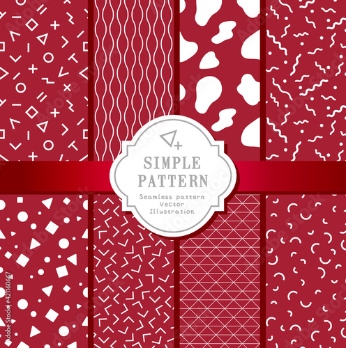 シンプルでお洒落な幾何学模様の柄セット(シームレスデザイン) simple pattern,seamless pattern. Big collection of memphis seamless vector patterns. Fashion design 80s,90s,stylish